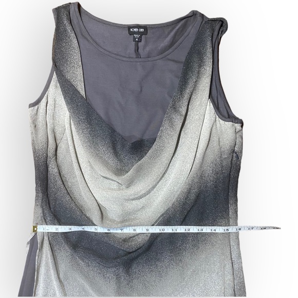 Ronan Chen Stretch Silky Slip Dress Tunic Grey White Size Medium - Picture 11 of 12
